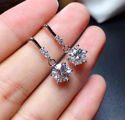 1 Carat Moissanite Diamond Earrings - Rhyme - and - Chain