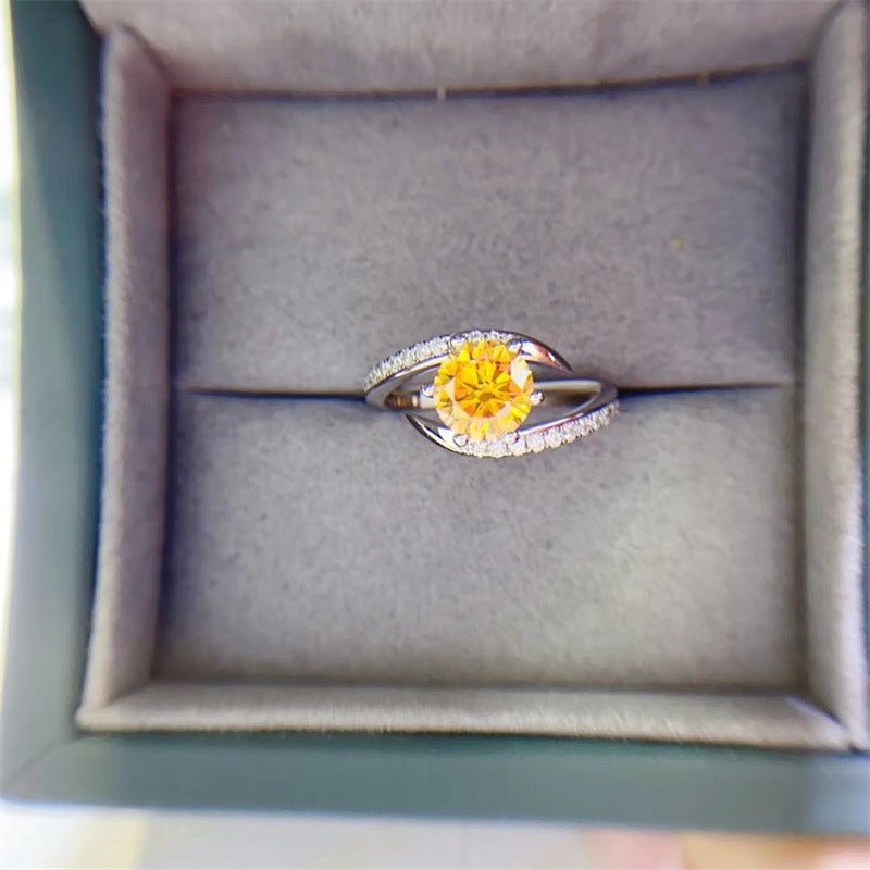 1 CT Moissanite Engagement Ring Yellow - Rhyme - and - Chain