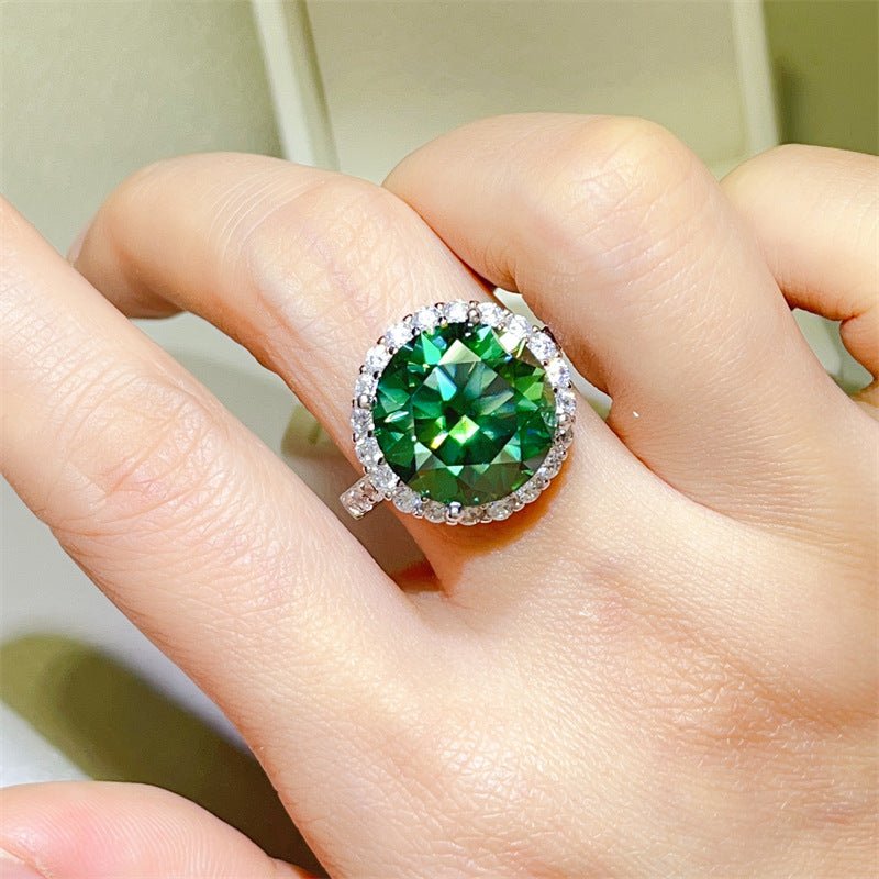 10 Carat Green Moissanite Engagement Wedding Ring - Rhyme - and - Chain