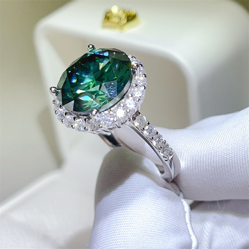 10 Carat Green Moissanite Engagement Wedding Ring - Rhyme - and - Chain