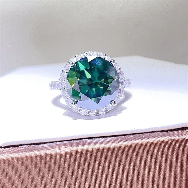 10 Carat Green Moissanite Engagement Wedding Ring - Rhyme - and - Chain