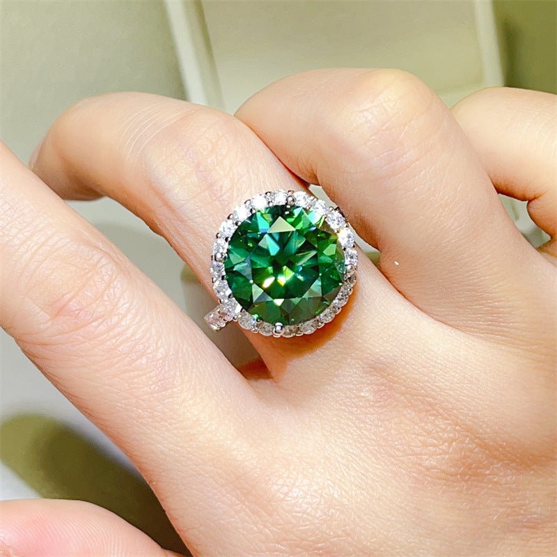 10 Carat Green Moissanite Engagement Wedding Ring - Rhyme - and - Chain