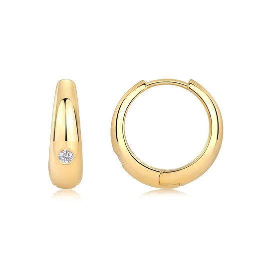 18K Gold Plated Silver Moissanite Hoop Earrings, Minimalist  Hypoallergenic Jewelry Gift - Chicmoissanite