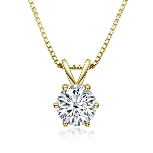 1ct Moissanite Necklace Six Prong D Color - Rhyme - and - Chain