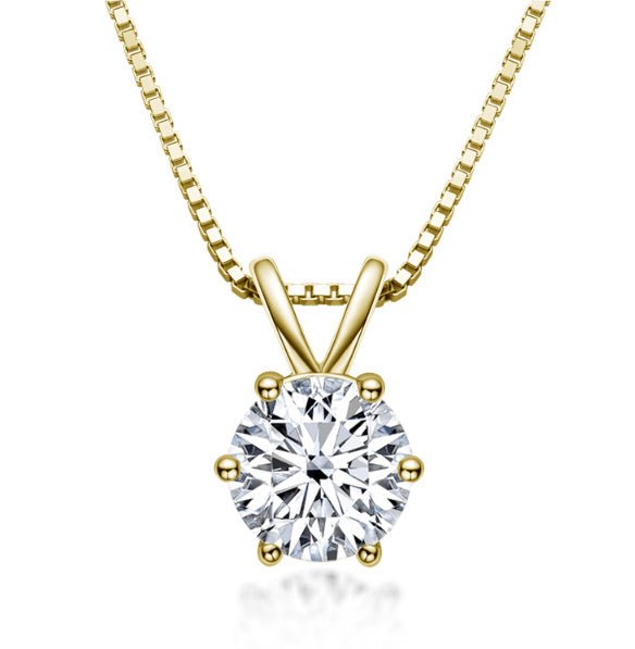 1ct Moissanite Necklace Six Prong D Color - Rhyme - and - Chain