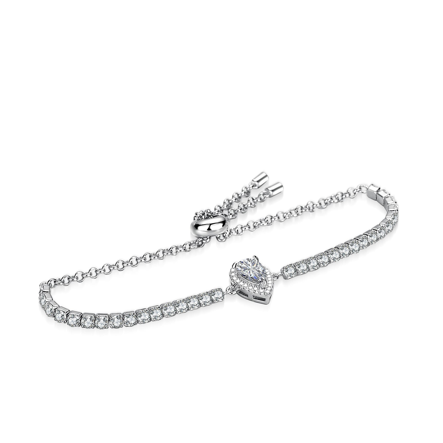 925 Silver Tennis Bracelet Pear Shape Moissanite - Rhyme - and - Chain