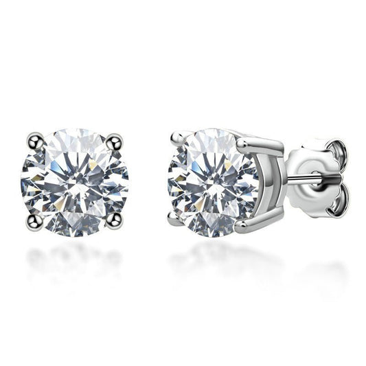 925 Sterling Silver 18 Gold Moissanite Stud Earrings - Rhyme - and - Chain