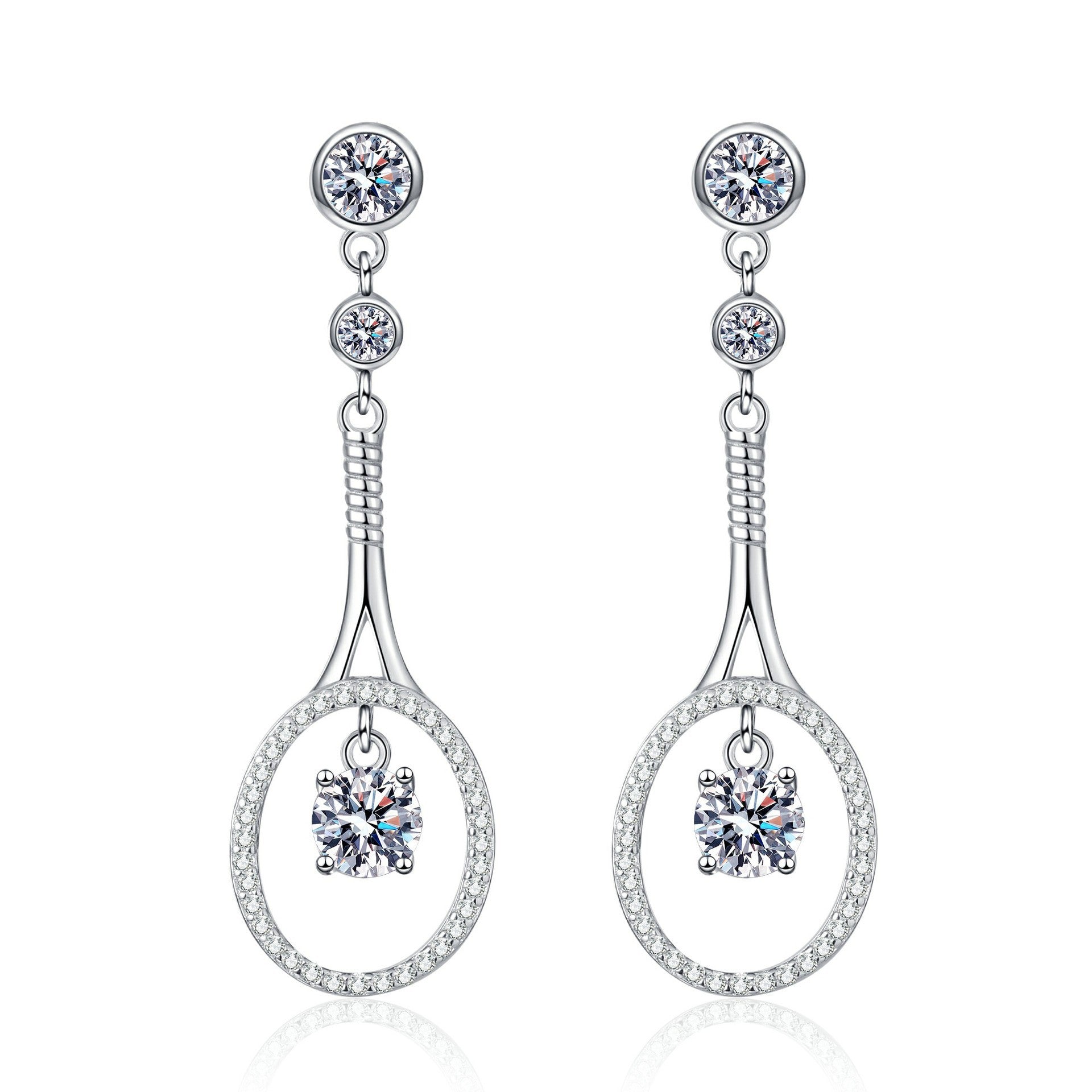 925 Sterling Silver Plated Moissanite Earrings Long Tassel - Rhyme - and - Chain