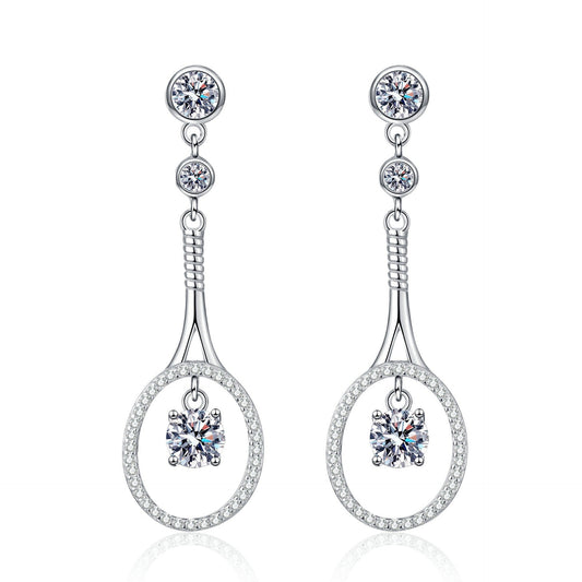 925 Sterling Silver Plated Moissanite Earrings Long Tassel - Rhyme - and - Chain