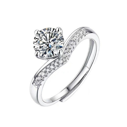 925 Sterling Silver Princess Crown 1 Carat Moissanite Ring - Chicmoissanite