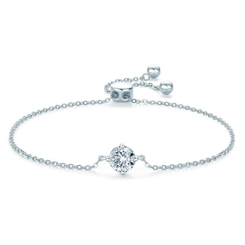 Classic Four - claw D - color Moissanite Bracelet - Rhyme - and - Chain