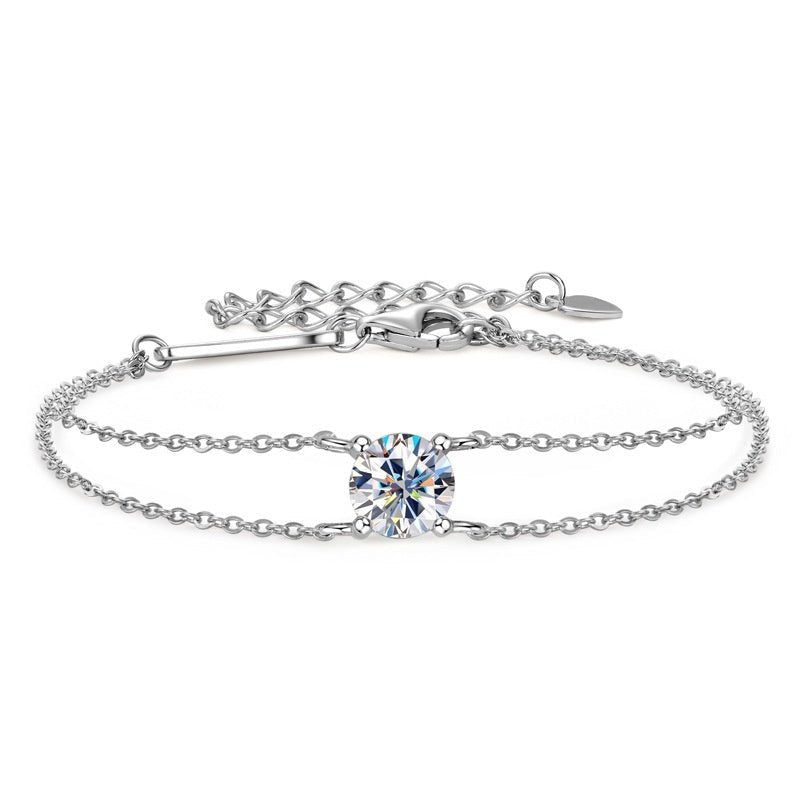 Classic Four - claw D - color Moissanite Bracelet - Rhyme - and - Chain