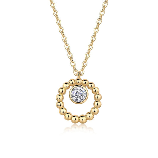 Dynamic Moissanite Bezel Pendant Necklace for Women S925 Silver 18K Gold Plated - Rhyme - and - Chain