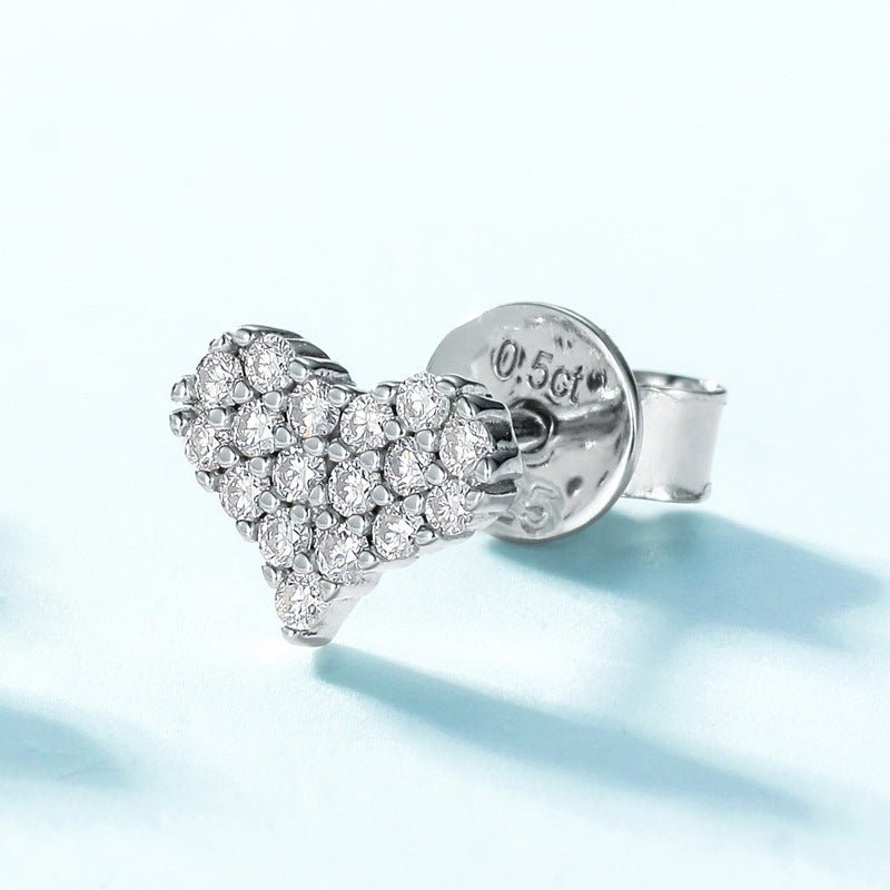 Heart Moissanite Earrings S925 Silver Stud - Rhyme - and - Chain