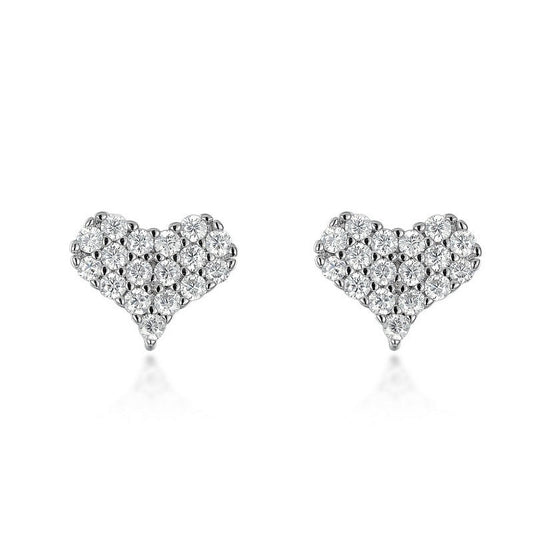 Heart Moissanite Earrings S925 Silver Stud - Rhyme - and - Chain