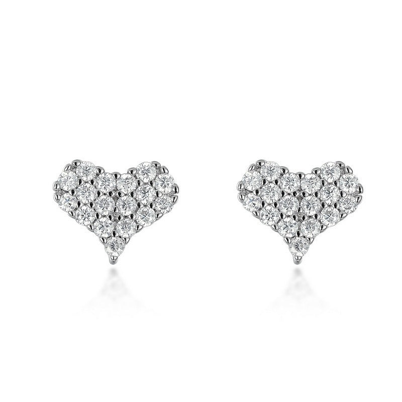 Heart Moissanite Earrings S925 Silver Stud - Rhyme - and - Chain