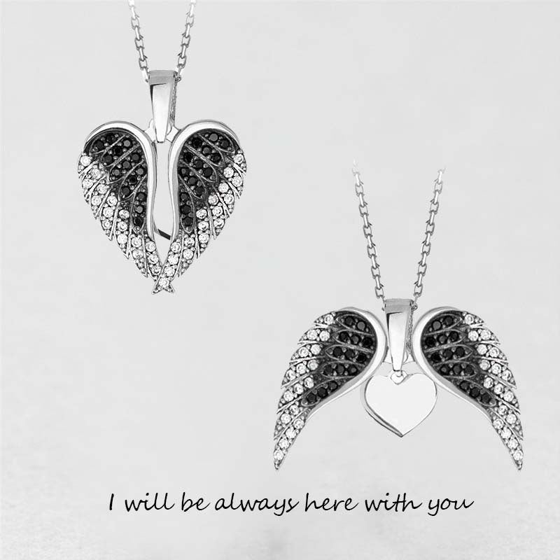 Ladies' Angel Wings Heart Pendant Necklace - Rhyme - and - Chain