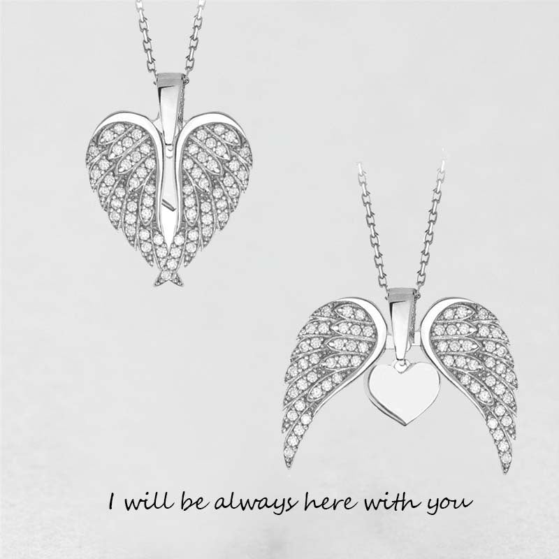 Ladies' Angel Wings Heart Pendant Necklace - Rhyme - and - Chain