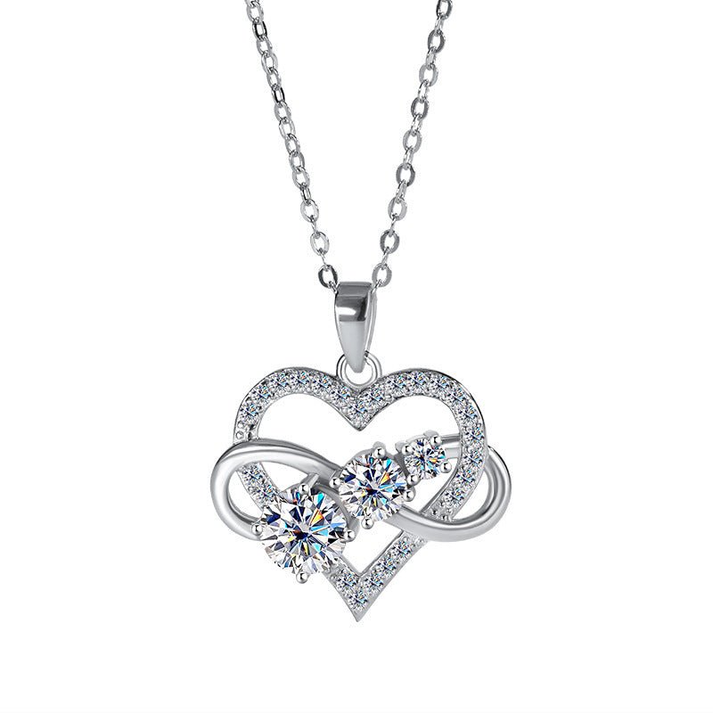 Love 925 Silver Moissanite Necklace For Women - Rhyme - and - Chain