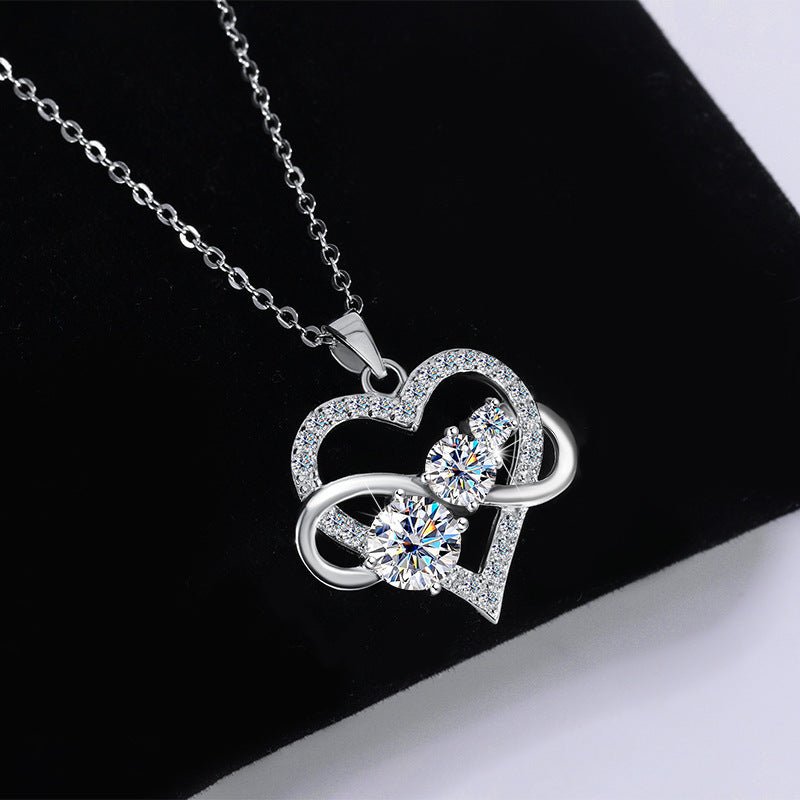 Love 925 Silver Moissanite Necklace For Women - Rhyme - and - Chain