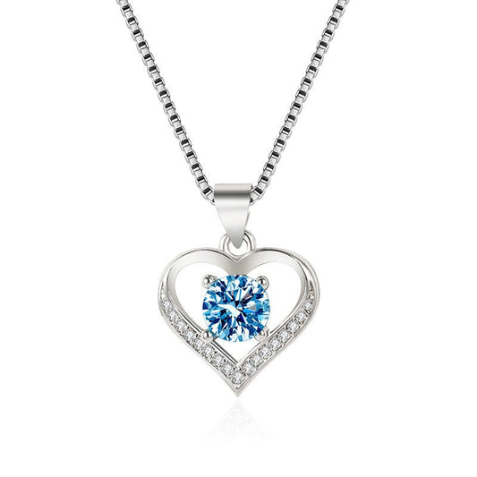 Love Necklace Moissanite Heart - shaped Pendant Box Chain - Rhyme - and - Chain