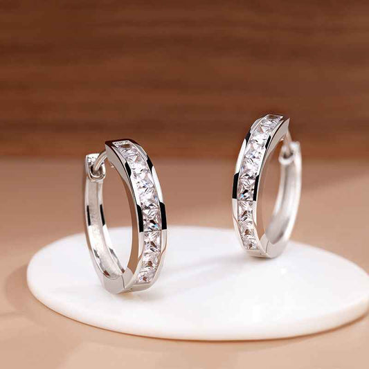 Moissanite Ear Clip Light Luxury Hoop Earrings - Rhyme - and - Chain