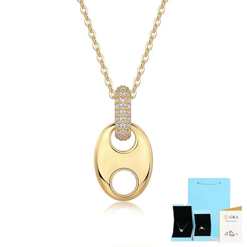 Moissanite Necklace Silver 18K Gold Plated, Unique Pendant Design, Luxury Jewelry for Women, Ideal Gift - Chicmoissanite