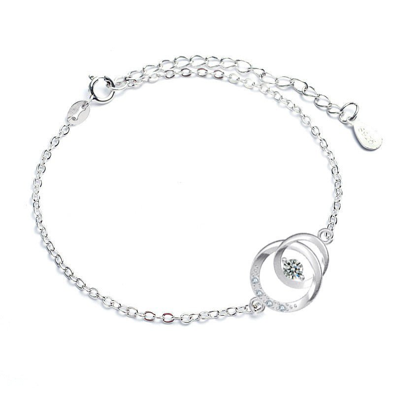 Moissanite Ring Buckle 925 Silver Bracelet Female - Rhyme - and - Chain