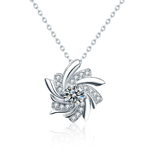 Moissanite S925 Sterling Silver Windmill Necklace - Rhyme - and - Chain