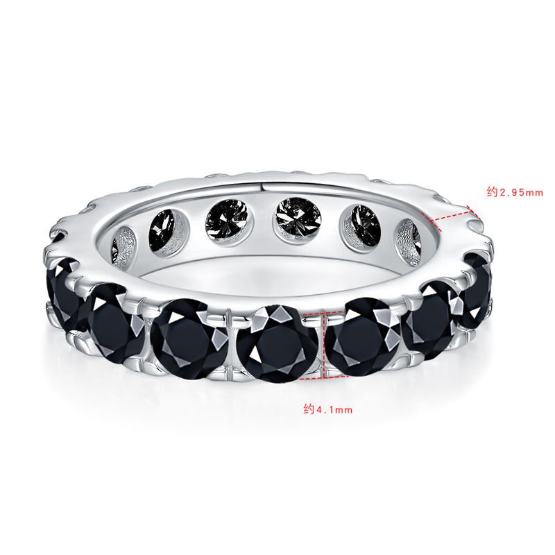 Moissanite Silver Blue or Black Eternity Ring - Rhyme - and - Chain