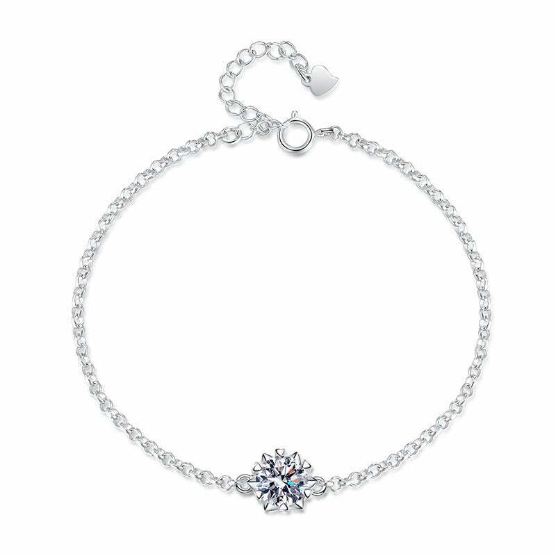 Moissanite Snowflake Bracelet Female S925 Silver Six - pointed Star - Rhyme - and - Chain