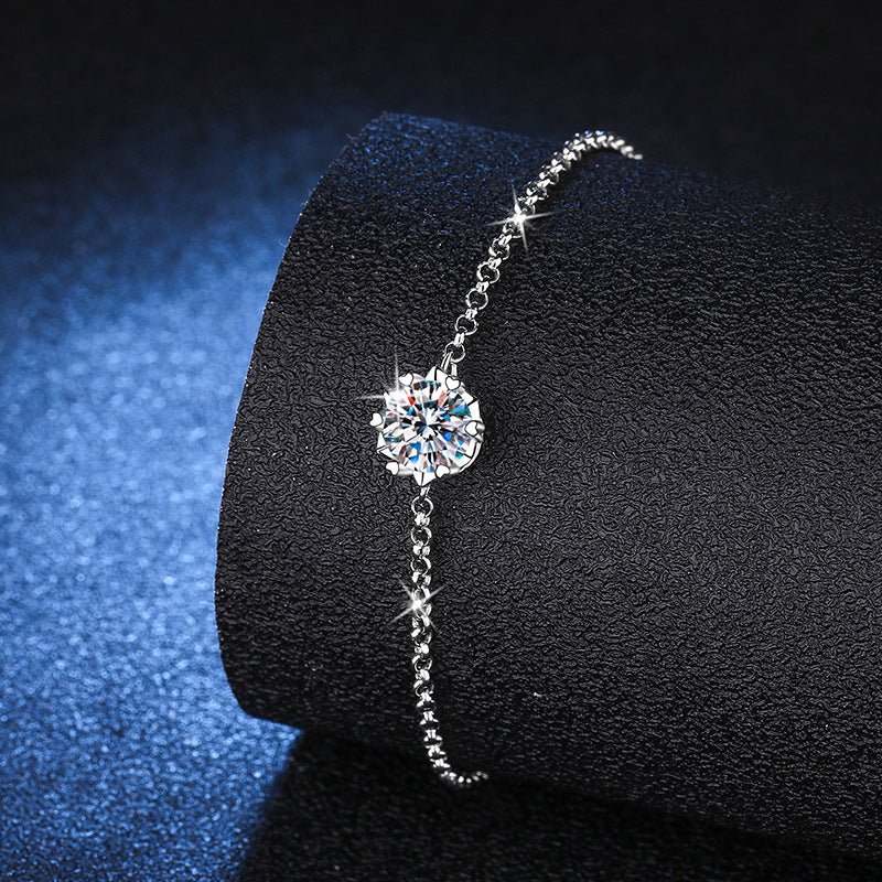 Moissanite Snowflake Bracelet Female S925 Silver Six - pointed Star - Rhyme - and - Chain