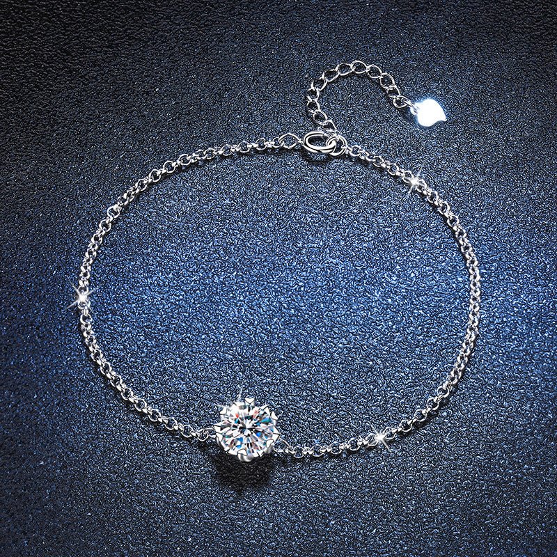 Moissanite Snowflake Bracelet Female S925 Silver Six - pointed Star - Rhyme - and - Chain