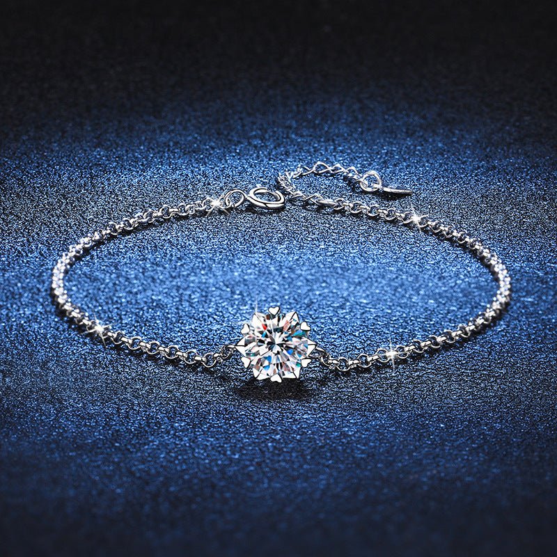 Moissanite Snowflake Bracelet Female S925 Silver Six - pointed Star - Rhyme - and - Chain