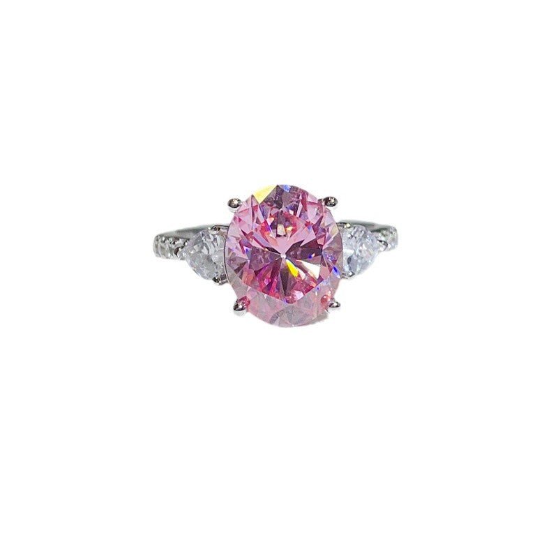 Pink Moissanite Engagement Ring 5 - carat Three - stone - Rhyme - and - Chain