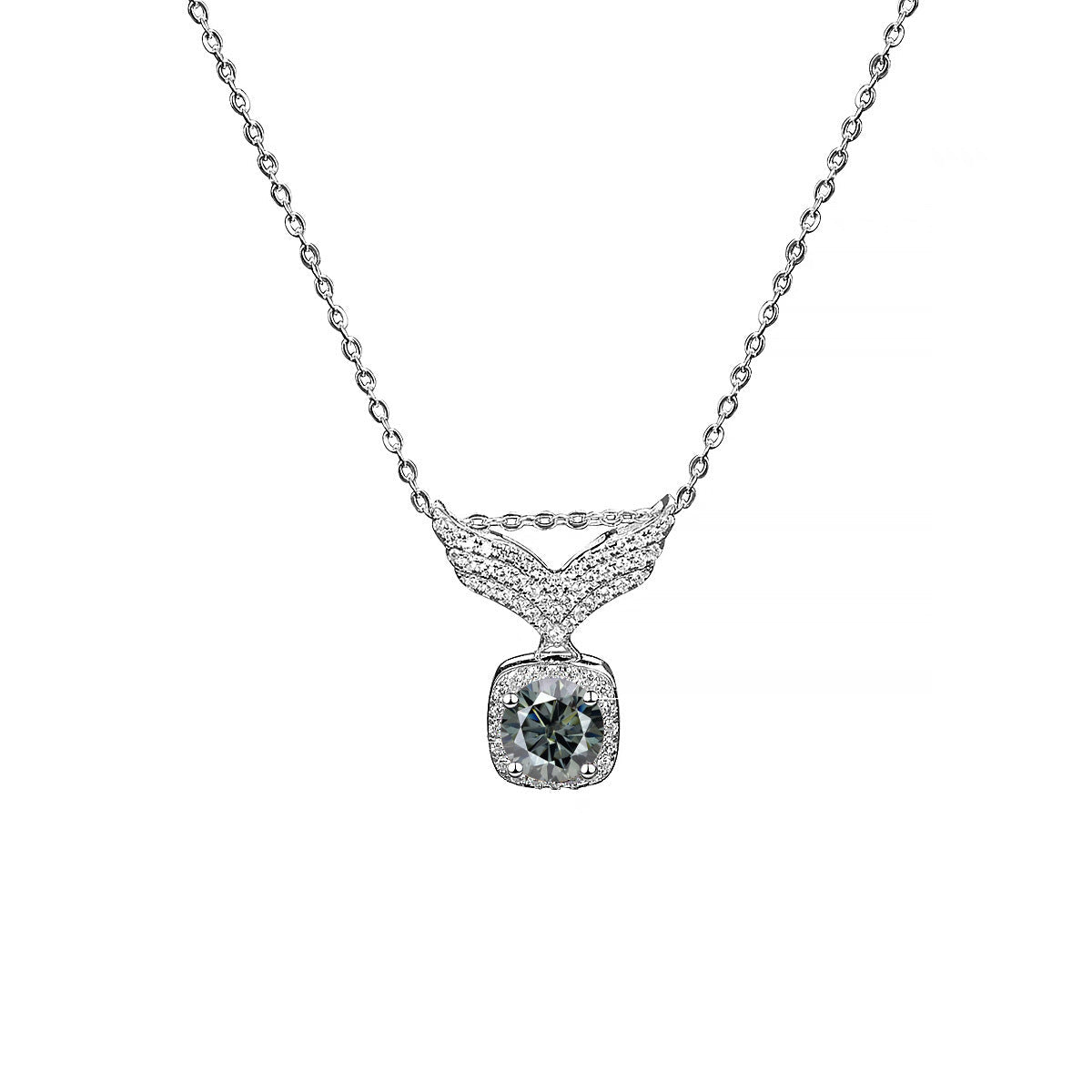 S925 Silver Angel Wings Moissanite Necklace - Rhyme - and - Chain