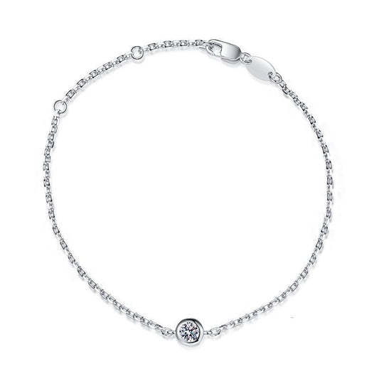 S925 Sterling Silver Bubble Bezel Moissanite Bracelet - Rhyme - and - Chain