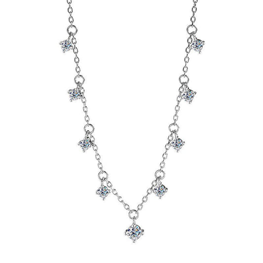 Shining Moissanite Clavicle Chain Necklace Jewelry - Rhyme - and - Chain