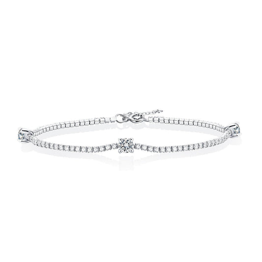 Silver Inlay Moissanite Round Bracelet - Rhyme - and - Chain