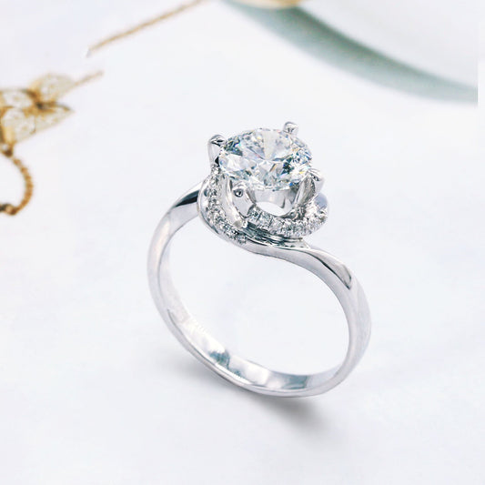 Six Prong Moissanite Engagement Ring - Rhyme - and - Chain