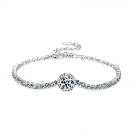 Starry Moissanite 925 Silver Bracelet - Rhyme - and - Chain