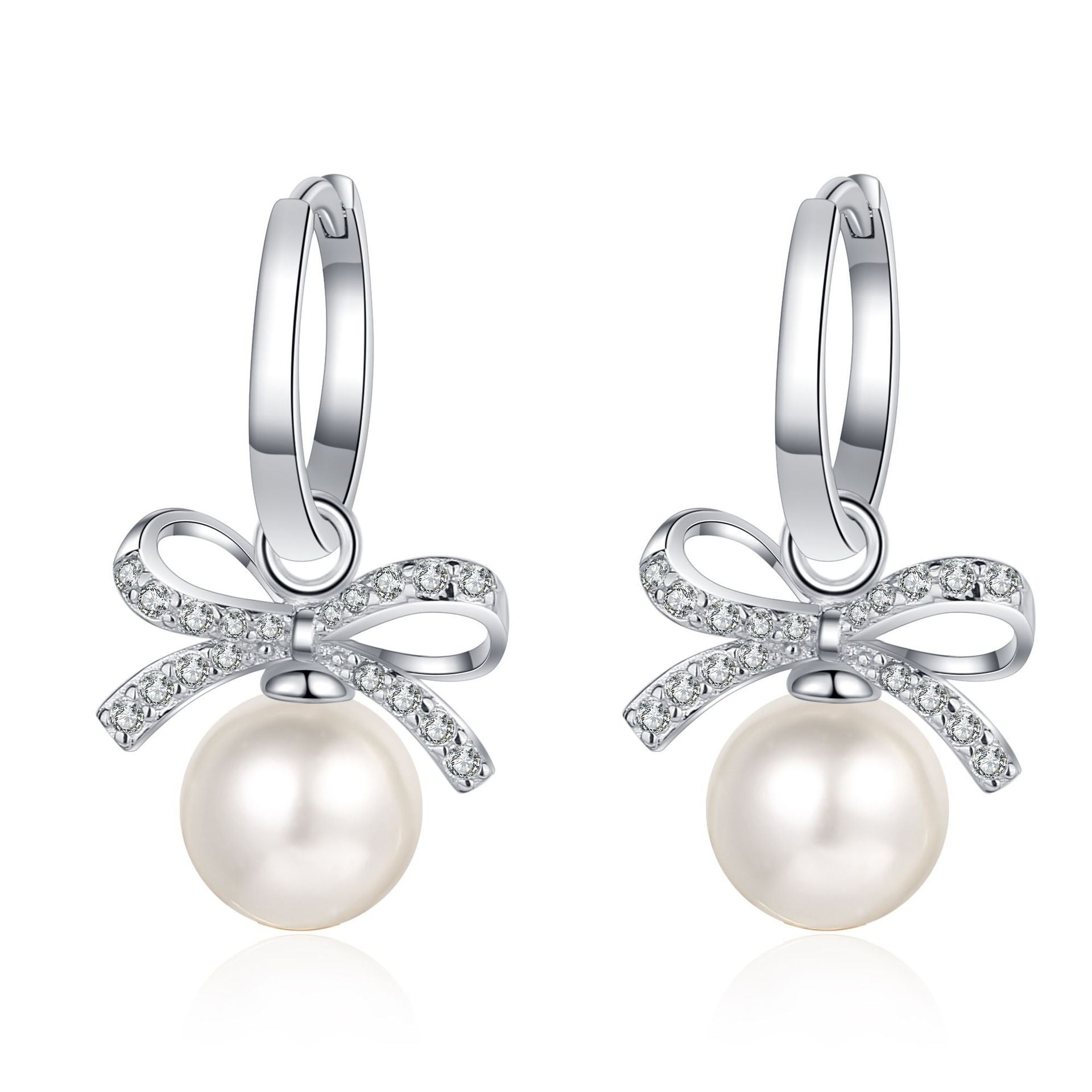 Sterling Silver Freshwater Pearl Moissanite Earrings - Chicmoissanite