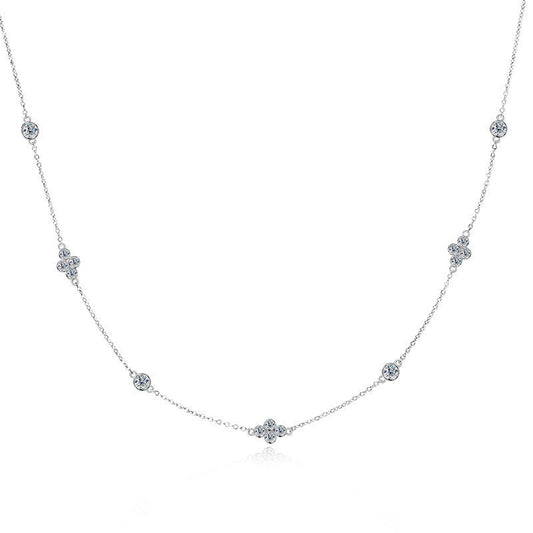 Sterling Silver Moissanite All - match Clavicle Chain - Rhyme - and - Chain