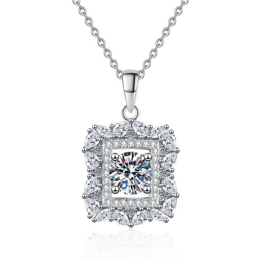 Sterling Silver Necklace High - grade Elegant Sugar Moissanite Pendant - Chicmoissanite