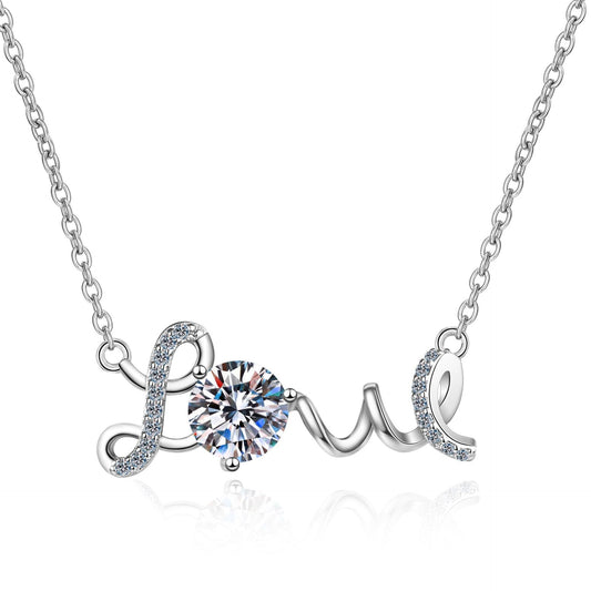 Sterling Silver Plated Moissanite Chain Necklace - Rhyme - and - Chain