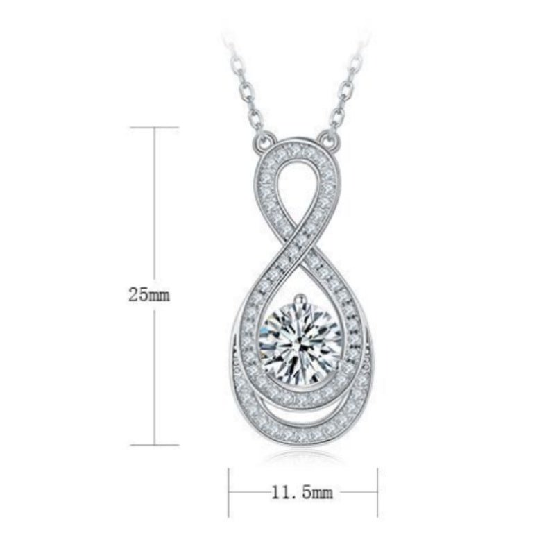 Women's S925 Silver Diamond 8 - shaped Moissanite Chain Clavicle - Rhyme - and - Chain